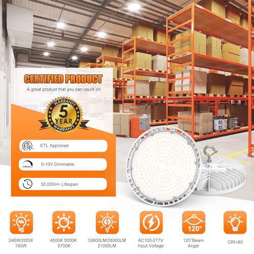 10 Pack LED High Bay Light 240W 200W 150W Adjustable