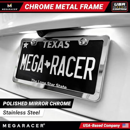 Polished Mirror Chrome Silver License Plate Frames
