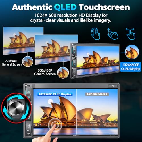 7" Double Din Car Stereo with Wireless Apple CarPlay & Android Auto