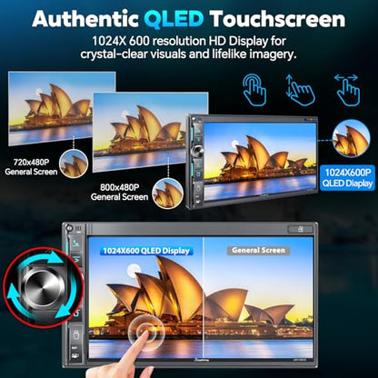 7" Double Din Car Stereo with Wireless Apple CarPlay & Android Auto
