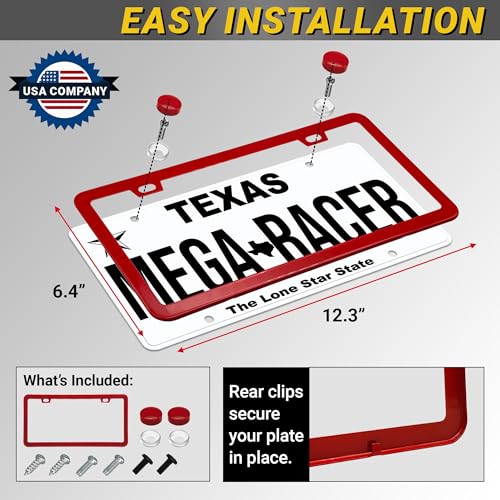 Premium Slim Gloss Red License Plate Frame