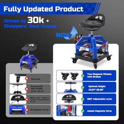 Rolling Shop Stool for Garage with Casters