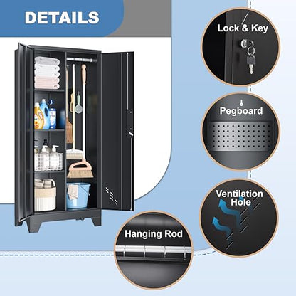 61" Broom Closet Storage Cabinet