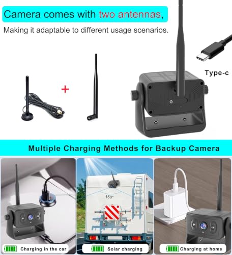 Solar Magnetic Wireless Backup Camera for Truck with 5' Monitor