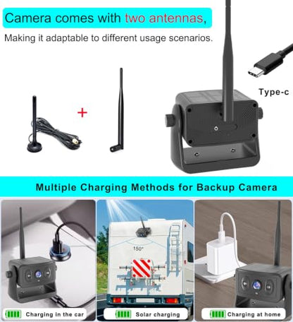 Solar Magnetic Wireless Backup Camera for Truck with 5' Monitor