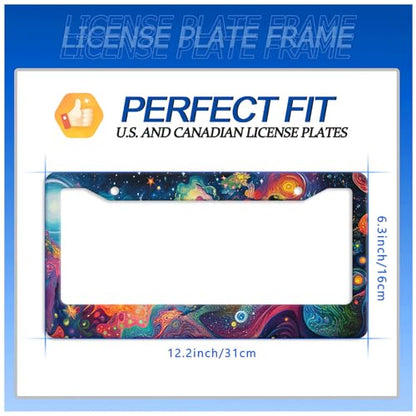 Abstract Galaxy License Plate Frame Stainless Steel Accessory12.3x6.3 in