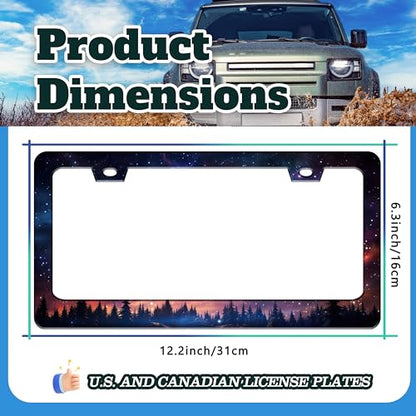 Starry Sky Night Forest License Plate Frame Stainless Steel 6.3 X 12.2 Inch