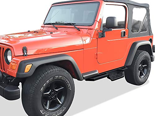 Stainless Steel Pocket Steps Running Boards Side Bars Compatible with Jeep Wrangler 1987