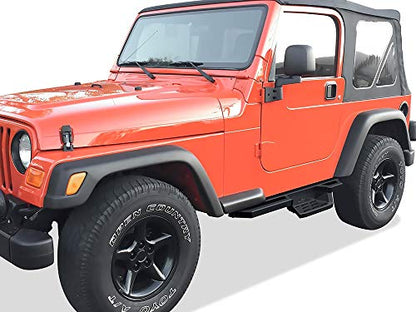 Stainless Steel Pocket Steps Running Boards Side Bars Compatible with Jeep Wrangler 1987