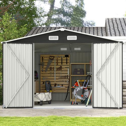 10 x 8FT Outdoor Storage Shed with Double Hinged Large Door