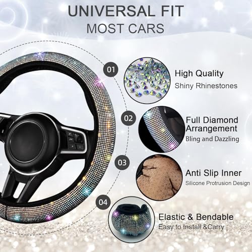 Bling Car Floor Mats Full Set and Steering Wheel Cover