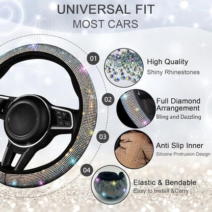 Bling Car Floor Mats Full Set and Steering Wheel Cover