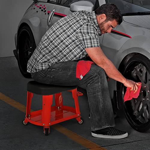 Heavy Duty Garage Rolling Work Seat 300LBS Capacity Mechanics Stool with Wheels