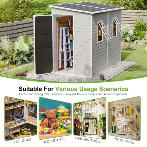 4x8 FT Resin Storage Shed with Floor Windows and Vents