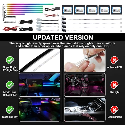 Dreamcolor Acrylic Interior Car LED Strip Light with Wireless APP