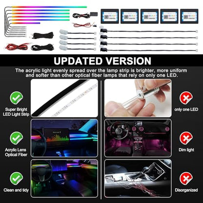Dreamcolor Acrylic Interior Car LED Strip Light with Wireless APP