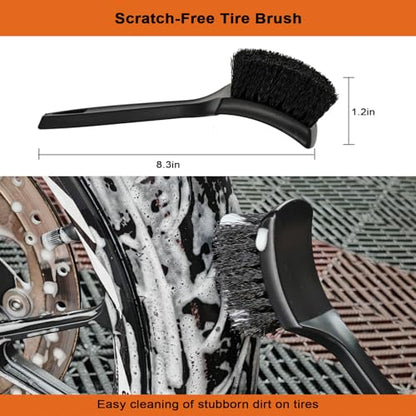 Motorcycle Cleaning Kit 6 Pack with Easy Reach Brush