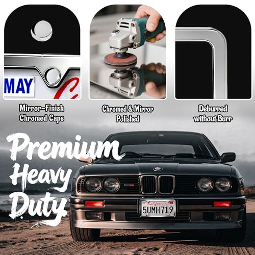 Premium Chrome License Plate Frames with 2 Anti