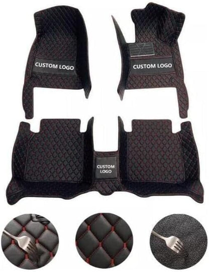 Custom Fit Car Floor Mats by SARAHS - Waterproof PU Leather Full Coverage for Most Cars, SUVs, and Trucks - Automotive Liners to Protect Vehicle Interior Floor Accessories (Black Stripe 6)