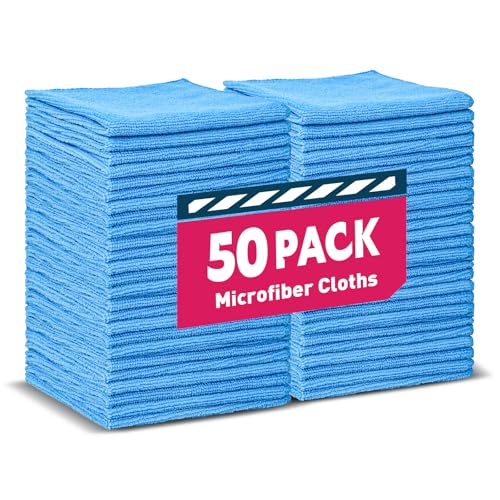Blue Microfiber Towels Bulk (50 Count)