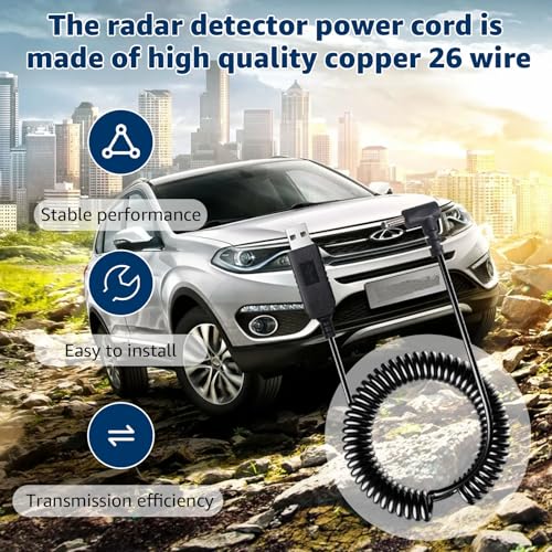 USB to DC3.5 Radar Detector Power Cable for Cobra Uniden Whistler (8.2 Foot)