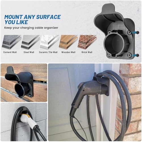 EV Charger Holder SAE J1772 Wall Mount Charging Cable Hanger Organizer