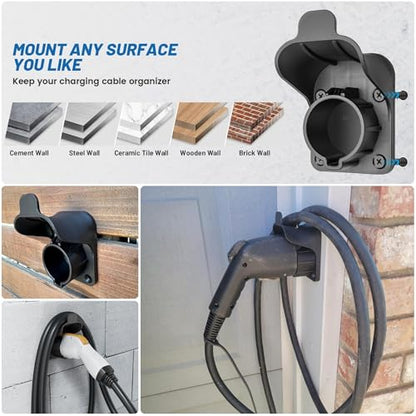 EV Charger Holder SAE J1772 Wall Mount Charging Cable Hanger Organizer