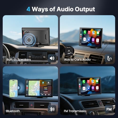9''HD Carplay Screen for Car 4K Dash Cam&1080P Backup Camera with Apple Carplay&Android Auto Voice Control GPS DVR Call Music Message Mirror Link Airplay