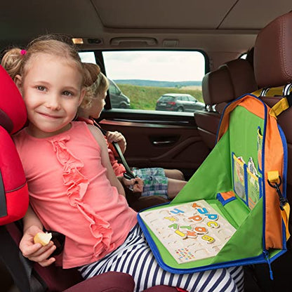 Car Organizer Back Seat for Kids & Tablet Holder for Car with Kick Mats & Lap Tray
