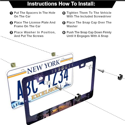 Starry Sky Moon License Plate Frames