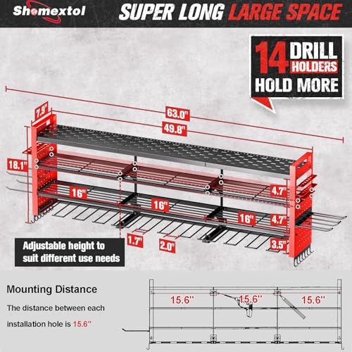 49.8" Power Tool Organizer Wall Mount