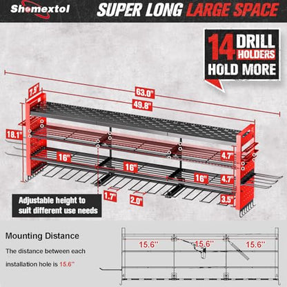 49.8" Power Tool Organizer Wall Mount