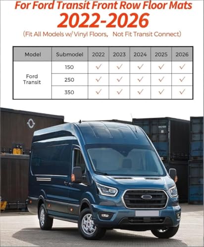 Floor Mats for Ford Transit 150 250 350 2022 (2 Count)