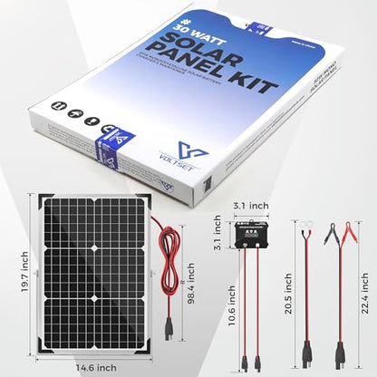 30W 12V Solar Panel Battery Charger Trickle Maintainer Kit