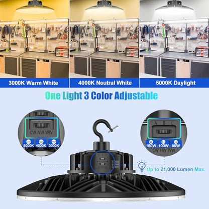 6Pack UFO LED Low Bay Light 5000K 80W 100W 150W 21