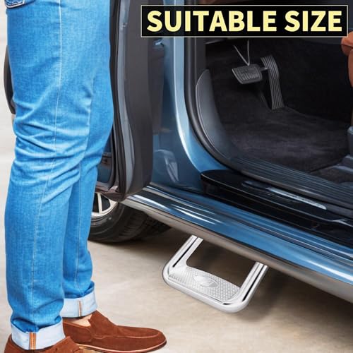 Pair Aluminum Side Step Compatible with Chevy Chevrolet GMC Ford Dodge Toyota Nissan Jeep Isuzu Mitsubishi Mazda Pickups & Trucks 2PCs Polishing Silvery (2 Count)