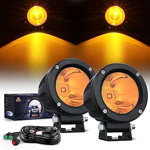 2 PCS 3 Inch Spot Round Amber Motorcycle LED Pods