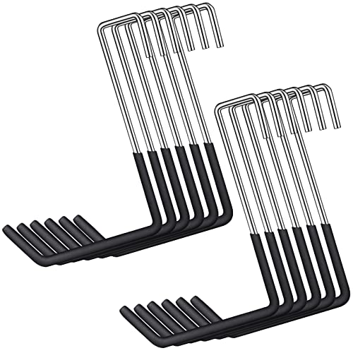 12 Pack Heavy Duty Rafter Hooks for Hanging Vinyl Coated Large S Hooks for Hanging Ladder Bike Hangers Garage Storage Organizer Black (12 Count)