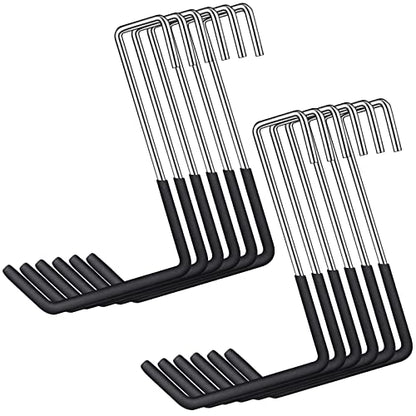 12 Pack Heavy Duty Rafter Hooks for Hanging Vinyl Coated Large S Hooks for Hanging Ladder Bike Hangers Garage Storage Organizer Black (12 Count)