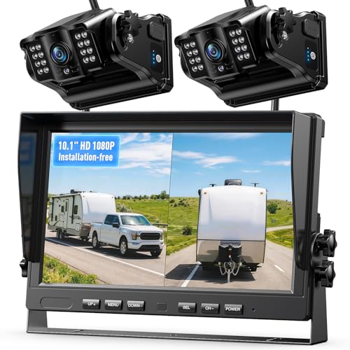 Magnetic Wireless Backup Camera Kit with HD1080P 10” DVR Monitor (2 Count)