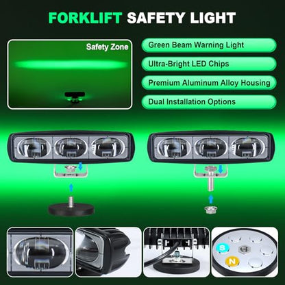 LED Green Line Forklift Safety Light Warehouse Hazard Warning (2 Count)