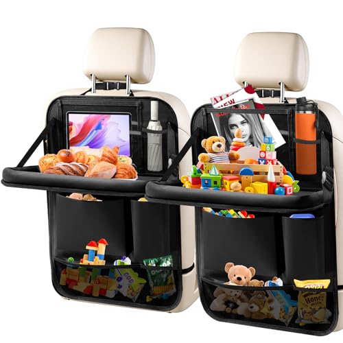2Pack Car Backseat Organizer with Foldable Table Tray (2 Count)