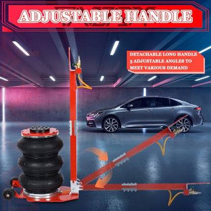 5T Triple Bag Air Jack 11000lbs Pneumatic Jack 3s Fast Lift Up 16in Airbag Jack with Adjustable Long Handle Heavy Duty Triple Air Bag Jack Lift for Cars Garage