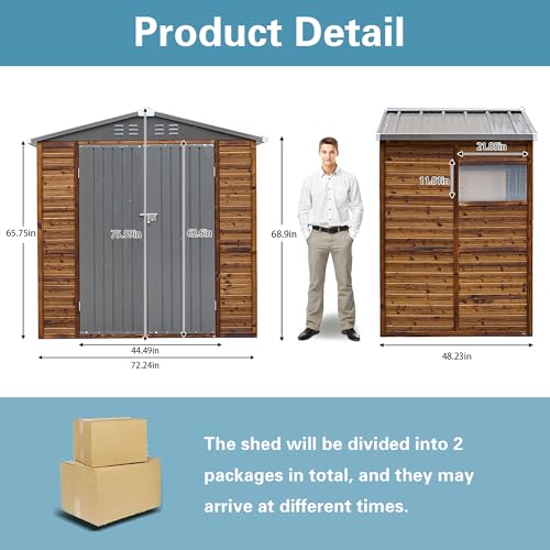 6x4 FT Outdoor Storage Shed with Windows