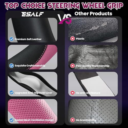 Soft Leather Steering Wheel Cover with Breathable Design and Anti