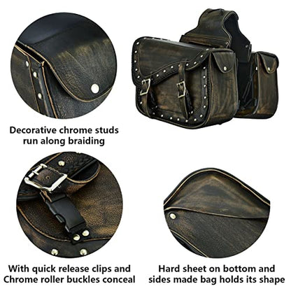 Motorcycle Saddle Bags Genuine Leather Motorcycle Luggage Bag For Softails Sportsters and Choppers