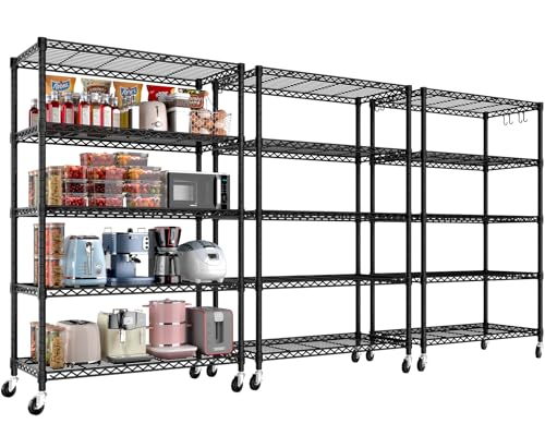 36"W x 16"D x 79"H Wire Shelving with Wheels (3 Count)