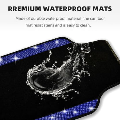 Blue Bling Car Floor Mats Full Set