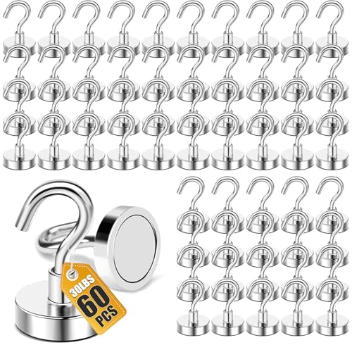 Magnetic Hooks 60pcs 30lbs Cruise Essentials 2026 Magnet Hook (60 Count)