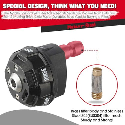 MeteorBlast 6 in 1 Quick Change over Adjustable Pressure Washer Nozzle Tips